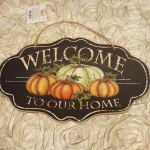 Fall Farmhouse Welcome To Our Home Wall Decor Sign.